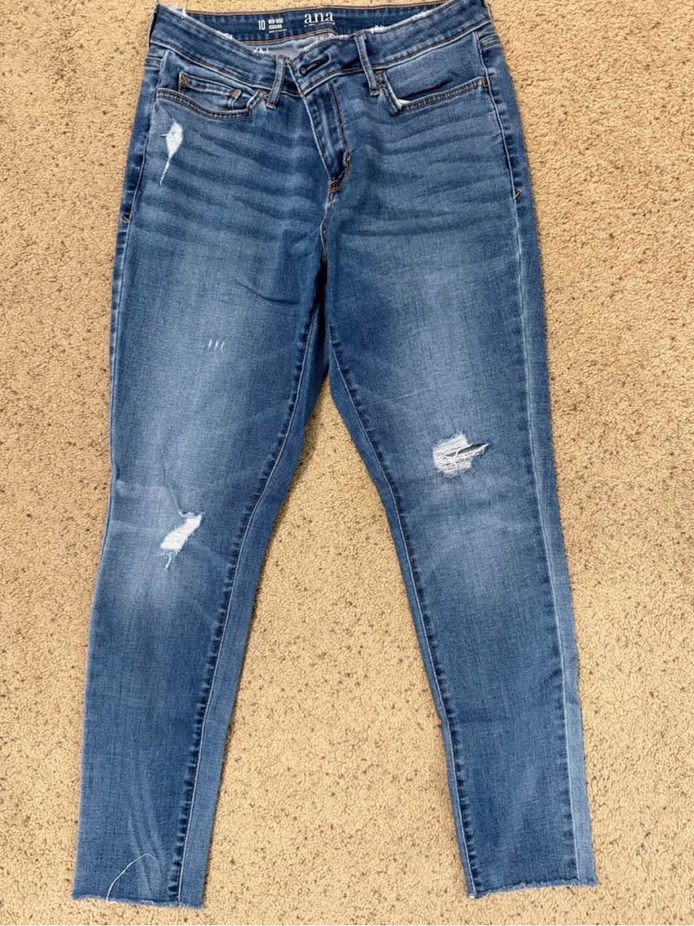 a.n.a Distressed Medium Blue Skinny Jeans for Women